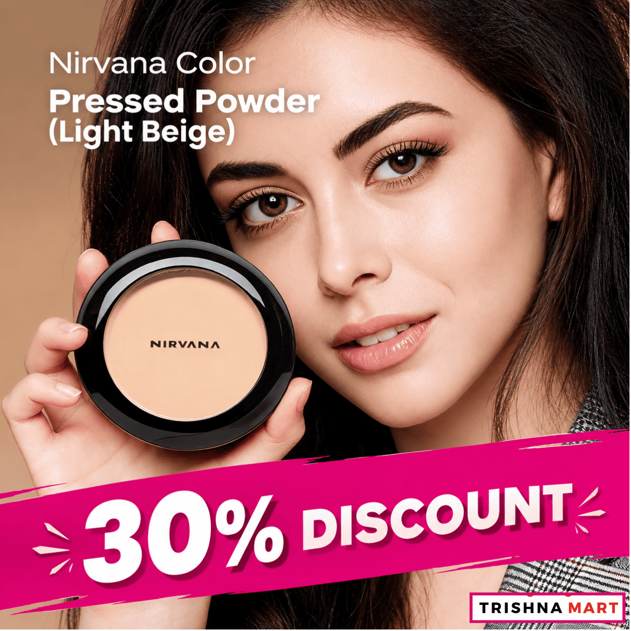 Nirvana Color Mattifying & Proless Pressed Powder – Light Beige